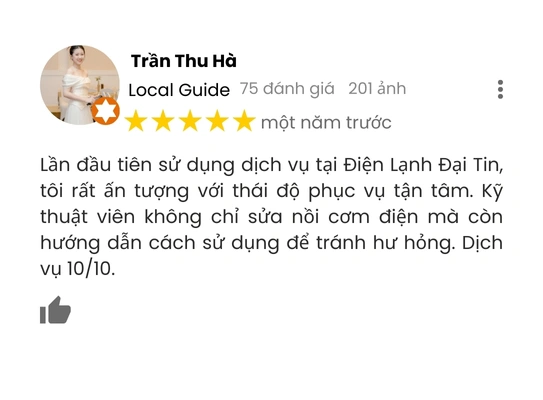 Trần Thu Hà – Hải Châu, Đà Nẵng: Tôi rất ấn tượng với thái độ phục vụ tận tâm